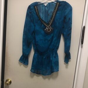 Harlow Teal Beaded Blouse